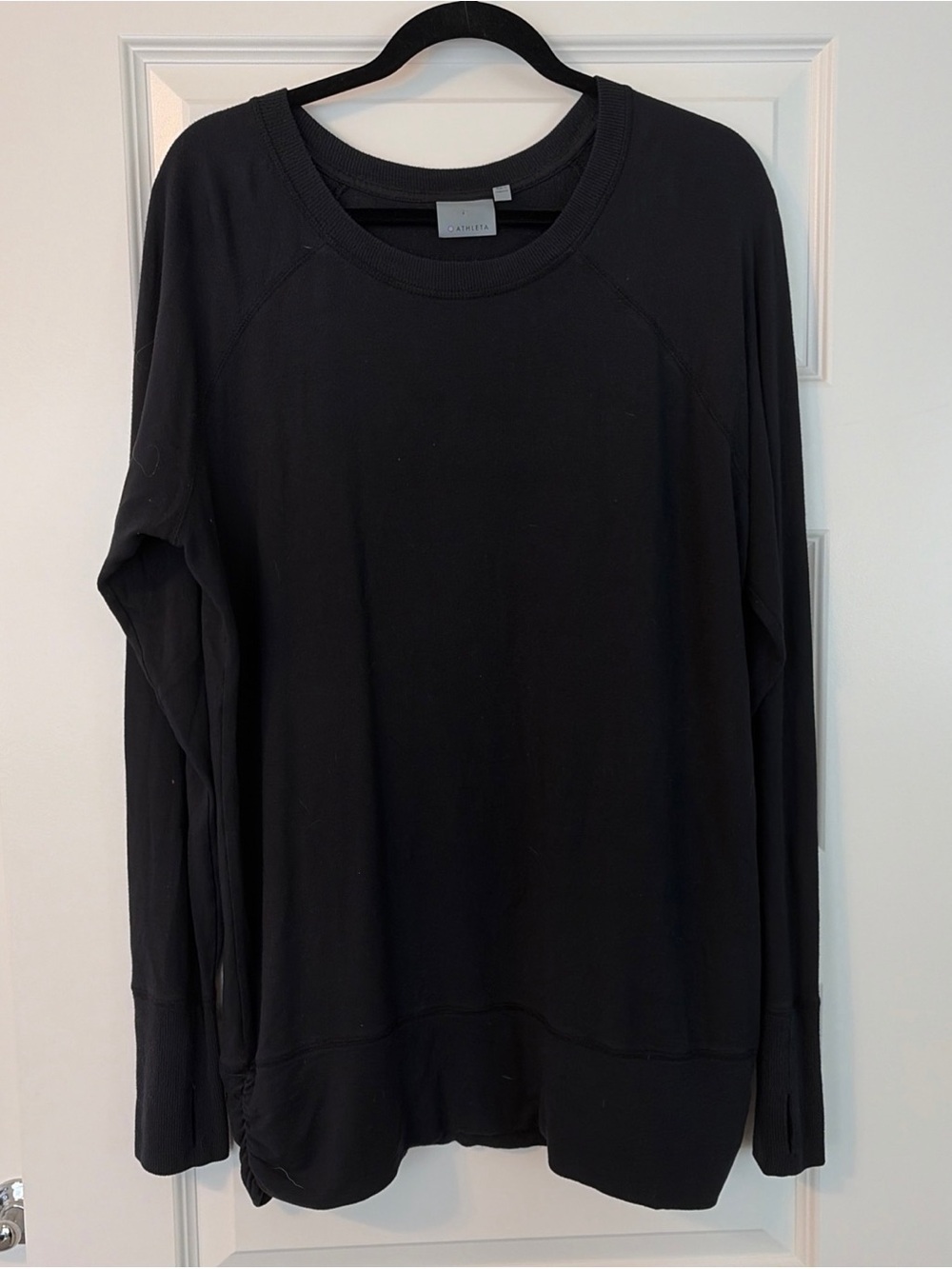 Athleta Black Long-Sleeve Crewneck Sweatshirt